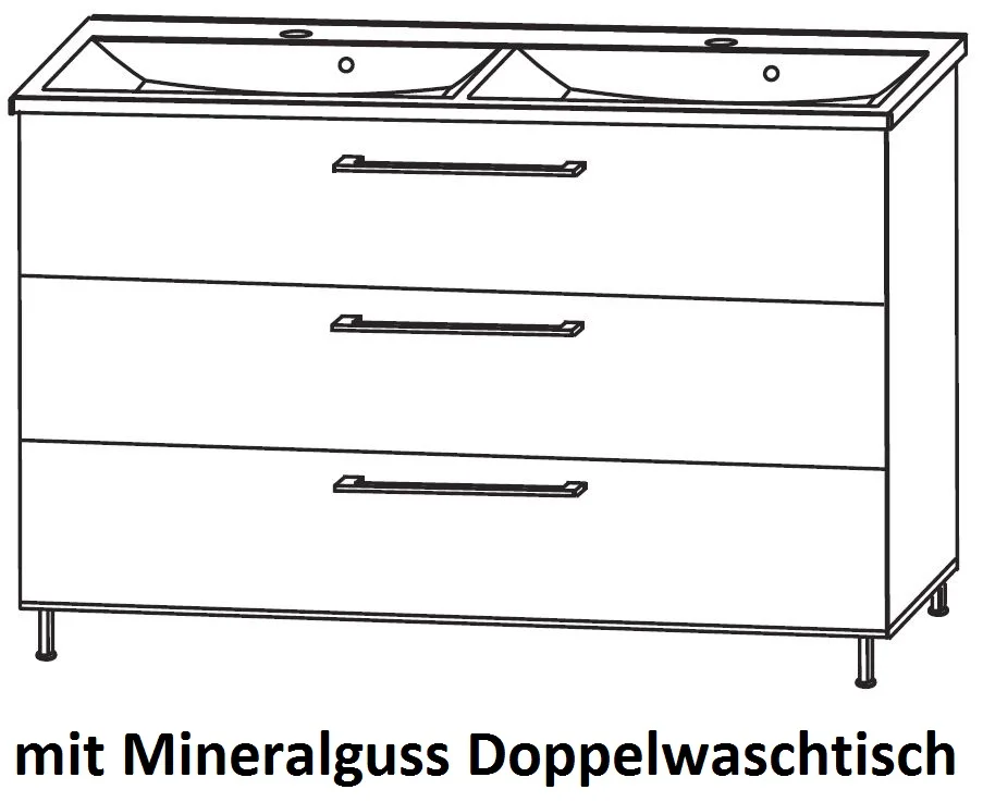 Puris Quada Waschtisch mit Unterschrank 120 cm breit SETQU2D1/2 mit Doppelwaschtisch - Ansicht 2