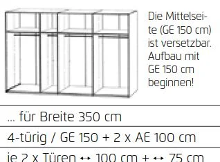 Rauch Select yourJOYce - Schwebetürenschrank Alpinweiß mit Spiegeltüren, 4-türig - Ansicht 5