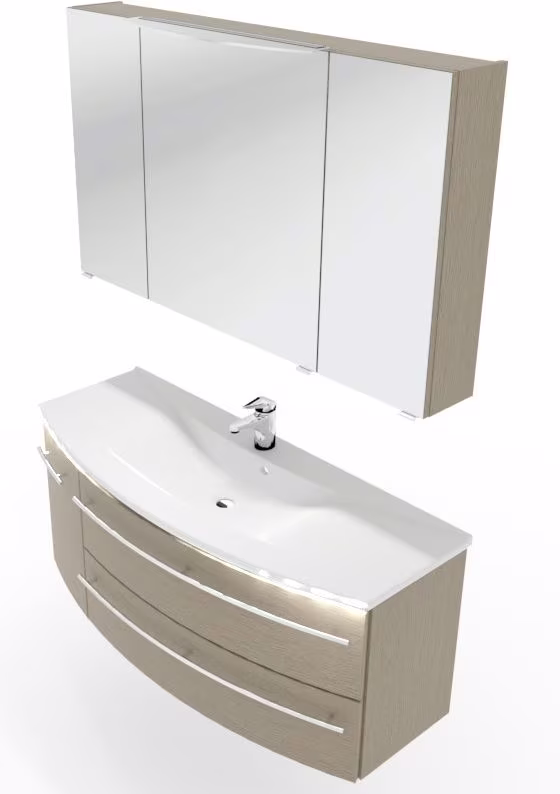 Marlin 3040city Badmöbel Set mit Mineralmarmorwaschtisch - 120 cm - Ansicht 3