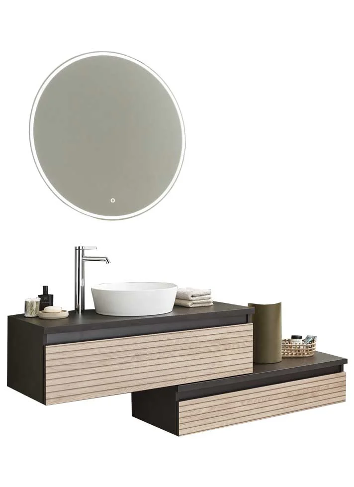 Puris Vialli Waschtisch mit Unterschrank 150 cm breit - Becken mittig - Ansicht 2