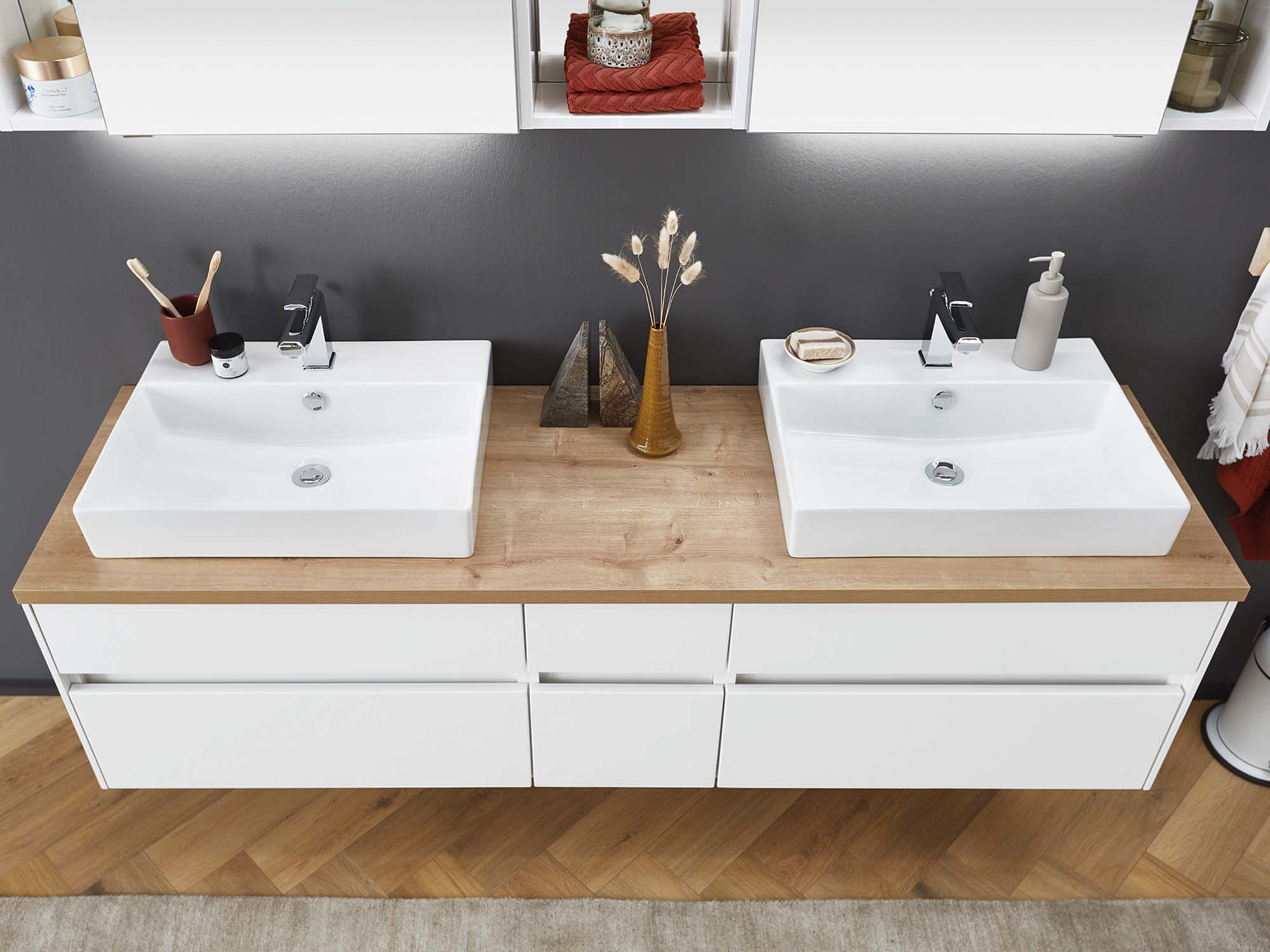 Puris Unique Badmöbel Set 172 cm breit mit Spiegelschrank - Ansicht 4