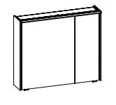 6010-SPS 02, Spiegelschrank inkl. LED Lichtkranz, 2 Drehtüren einfach verspiegelt, mit Schalter und Steckdose - 70,9x84x17,6 cm