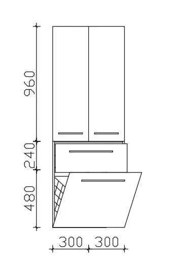 Pelipal Neutraler Hochschrank mit Wäschekippe 60 cm breit