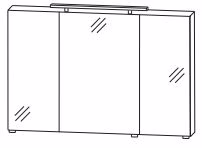 S2A531267 Spiegelschrank Serie A, 3 Spiegeltüren auf Trägerplatte, inkl. LED-Aufbauleuchte, inkl. Schalter und Steckdose - 15x120x80 cm
