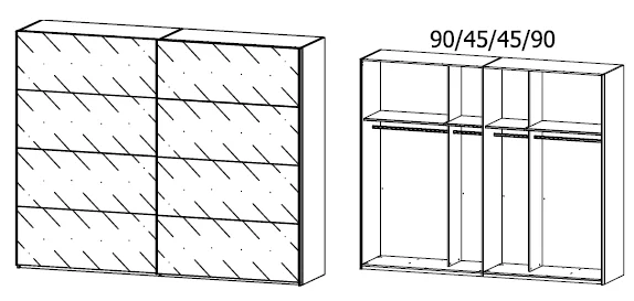 Rauch Select Beluga-Extra - Schwebetürenschrank Korpus in Dekorfarben / Front aus Glas - Ansicht 4