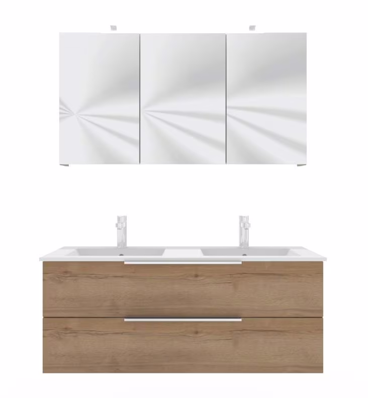 Puris Fresh Badmöbel Set mit Keramik-Doppelwaschtisch - 120 cm - Ansicht 5