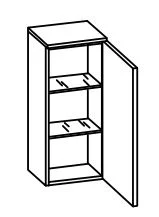 913.013030 Wandschrank / 1 Drehtüre / 2 Einlegeböden / inklusive Türdämpfer / Breite 30 cm / Höhe 70 cm / Tiefe 20 cm