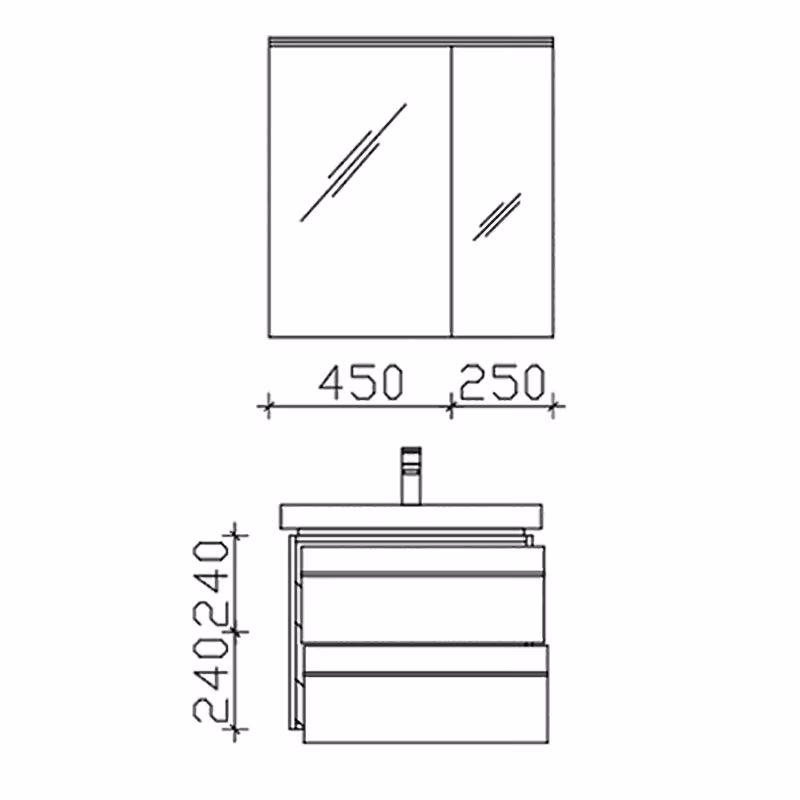 Pelipal Balto Badmöbel-Set 70 cm - Set 4.4 - ohne Fronteinlage - Ansicht 3