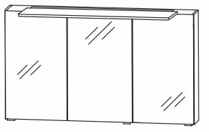 SET431005 Spiegelschrank, 3 Drehtüren, inkl. LED Aufbauleuchte Clara, mit Schalter und Steckdose - Maße: 15x100x64 cm