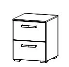 Nachttisch mit 2 Schubkästen / Breite 40 cm / Höhe 49 cm / Tiefe 42 cm