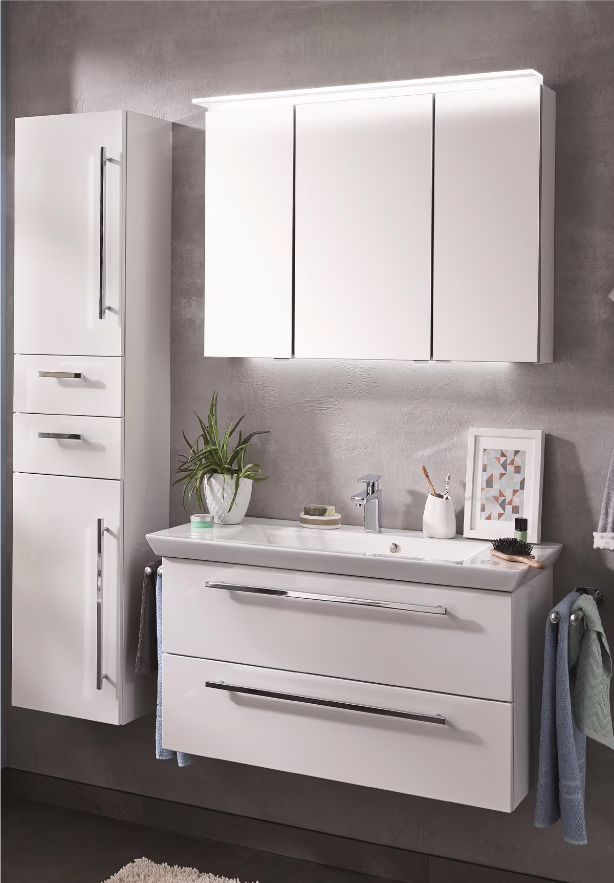 Puris Kao Line Badmöbel Set 86 cm breit, mit Spiegelschrank - Ansicht 2