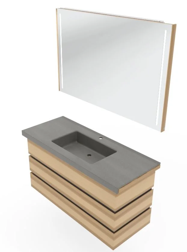 Thielemeyer Fresh Massivholz Badmöbelset mit Mineralsteinwaschtisch - 122 cm - Ansicht 7