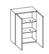 311.015030 - Problemlöser Wandschrank / 2 Drehtüren / 2 Einlegeböden / Breite 50 cm / Höhe 70 cm / Tiefe 20 cm - inklusive Türdämpfer