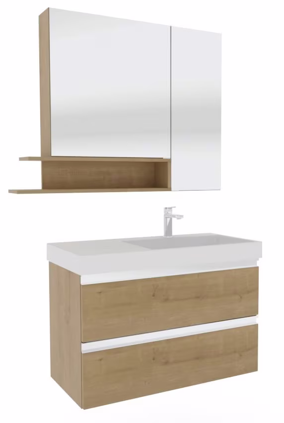 Puris c!puro Badmöbel Set - 90 cm mit Ablagefläche links / mit 2 Auszügen - Ansicht 16