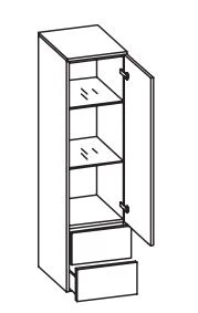 943.013556 Midischrank / 1 Drehtüre / 2 Schubkästen / 2 Einlegeböden / inklusive Türdämpfer