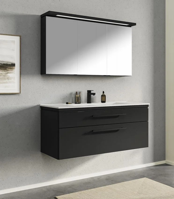 Puris Cool Line Badmöbel Set 122 cm - mit Spiegelschrank Serie A - Ansicht 2