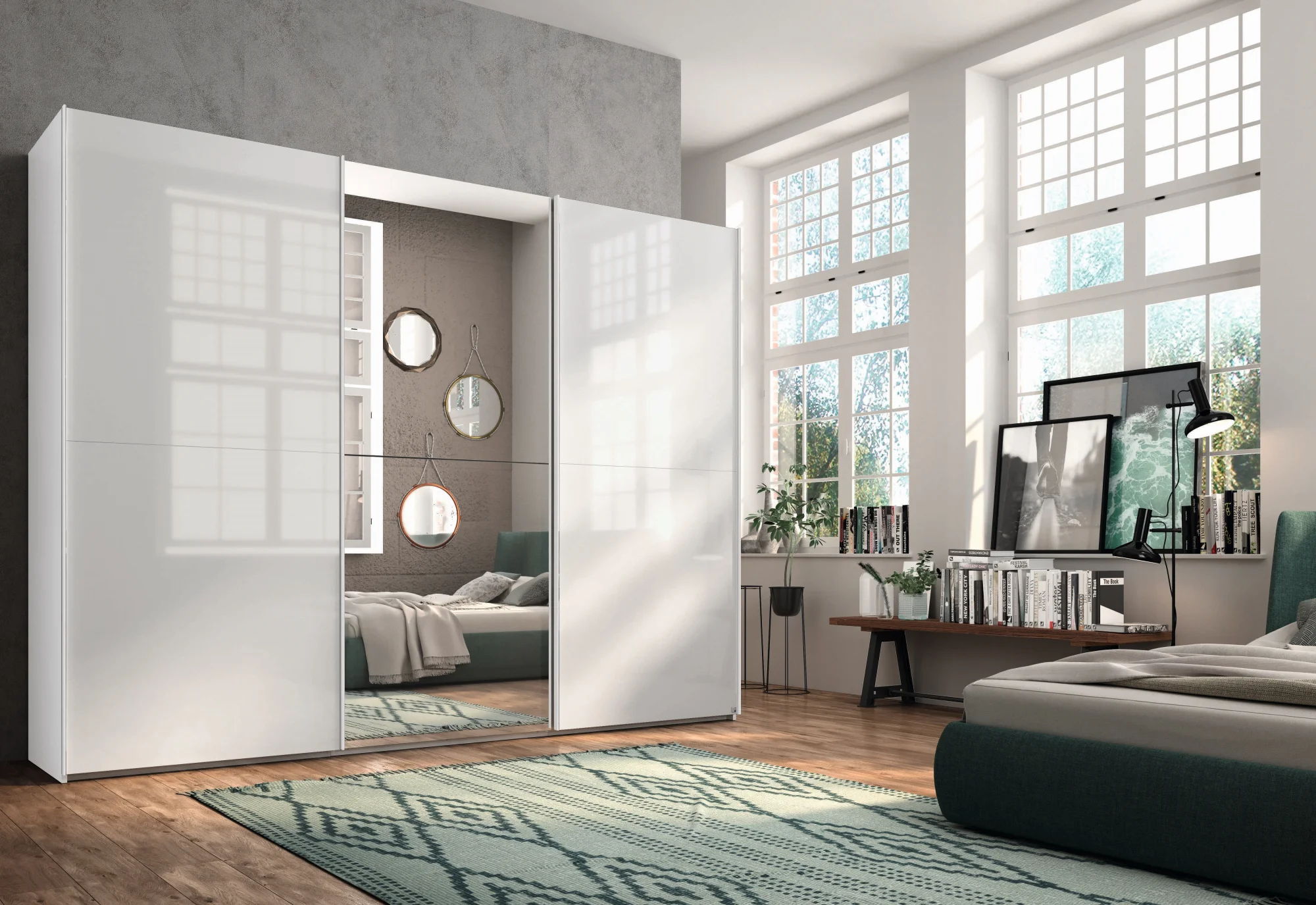 Rauch Select yourJOYce - Schwebetürenschrank Glas Kristallweiß und Spiegel - Ansicht 2