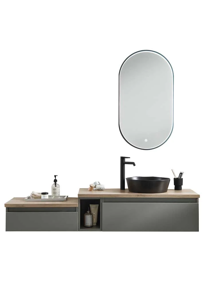 Puris Vialli Waschtisch mit Unterschrank 160 cm breit - Becken rechts - Ansicht 2
