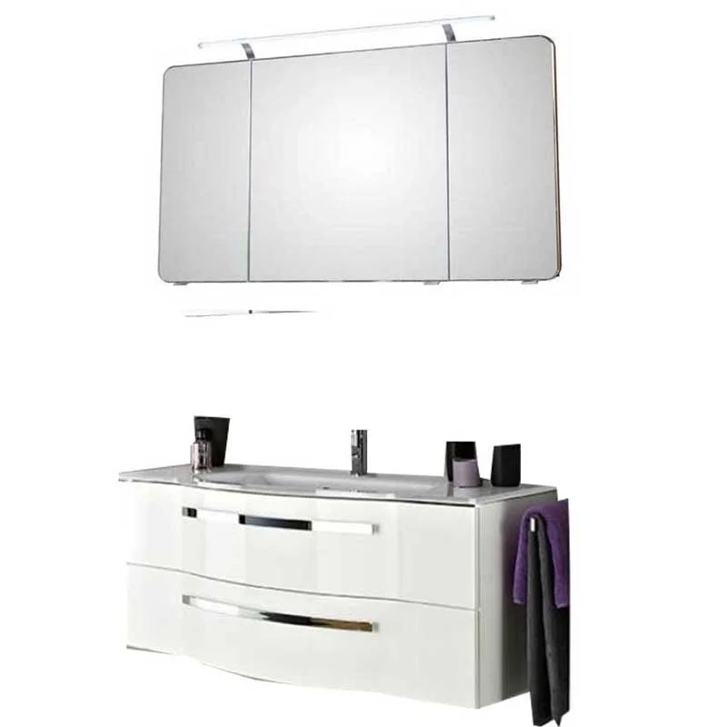 Pelipal 4005 Kombination 117 cm mit Spiegelschrank mit LED-Aufsatzleuchte