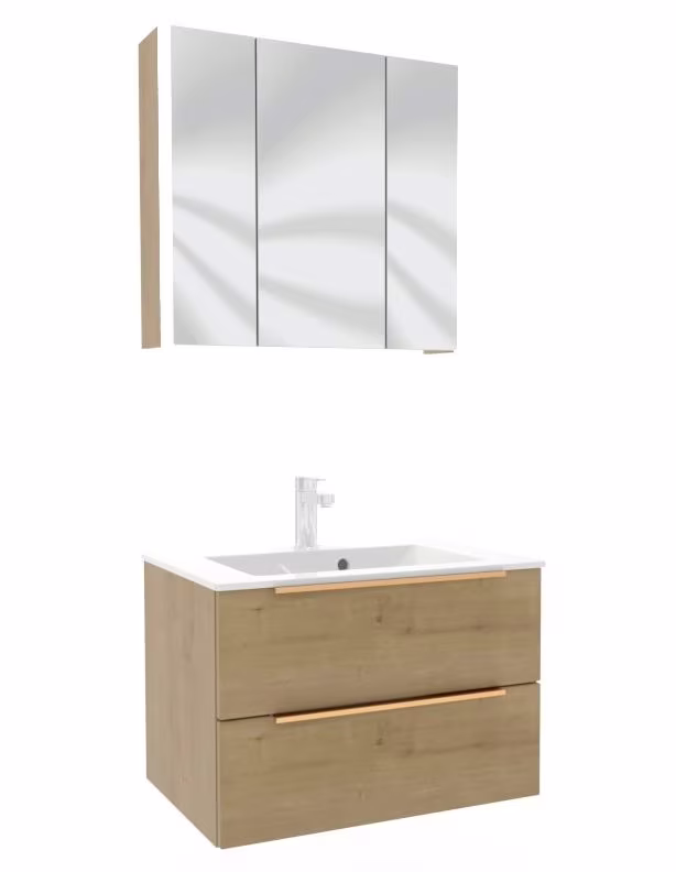 Puris Fresh Badmöbel Set mit Mineralmarmor- oder Glaswaschtisch - 70 cm - Ansicht 14
