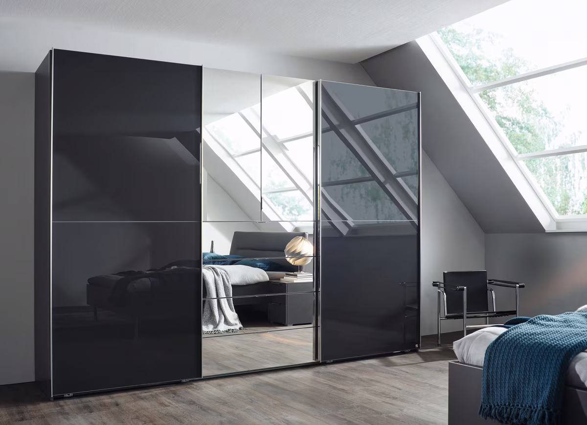 Rauch Select yourJOYce - Schwebetürenschrank Glas Basalt und Spiegel-Kombielement - Ansicht 2