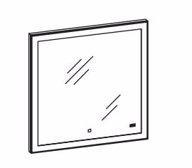 980.839022 Flächenspiegel mit LED-Umrandung / mit Touchsensor + Uhr / Breite 90 cm / Höhe 70 cm / Tiefe 3 cm