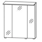 S2A531068 Spiegelschrank Serie B mit 3 Spiegeltüren auf Trägerplatte, inkl. Gesimsboden mit LED-Beleuchtung, inkl. Schalter und Steckdose - 15x100x82,8 cm