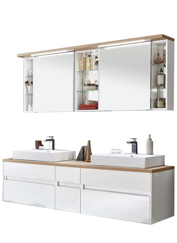 Puris Unique Badmöbel Set 172 cm breit mit Spiegelschrank