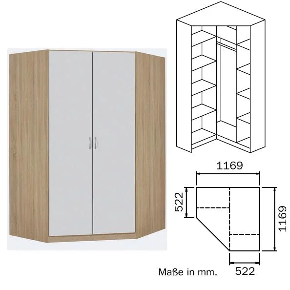 3N23 Eckschrank, Breite 117 cm