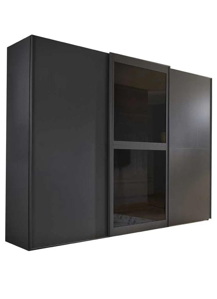 Rauch Select yourJOYce - Schwebetürenschrank Glas Basalt und Grauglas-Rahmentüre