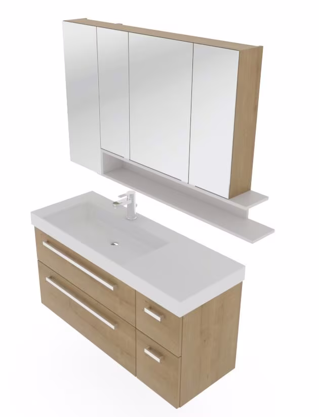 Puris c!mano Badmöbel Set - 120 cm Ablagefläche rechts - Ansicht 14