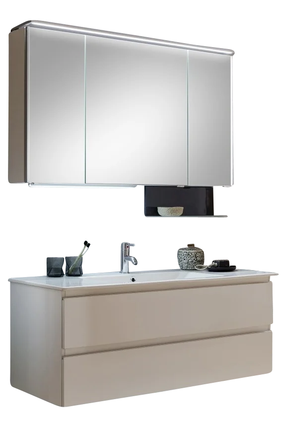 MARLIN 3290fair Bad-Kombination 120 cm, mit Spiegelschrank und Regal