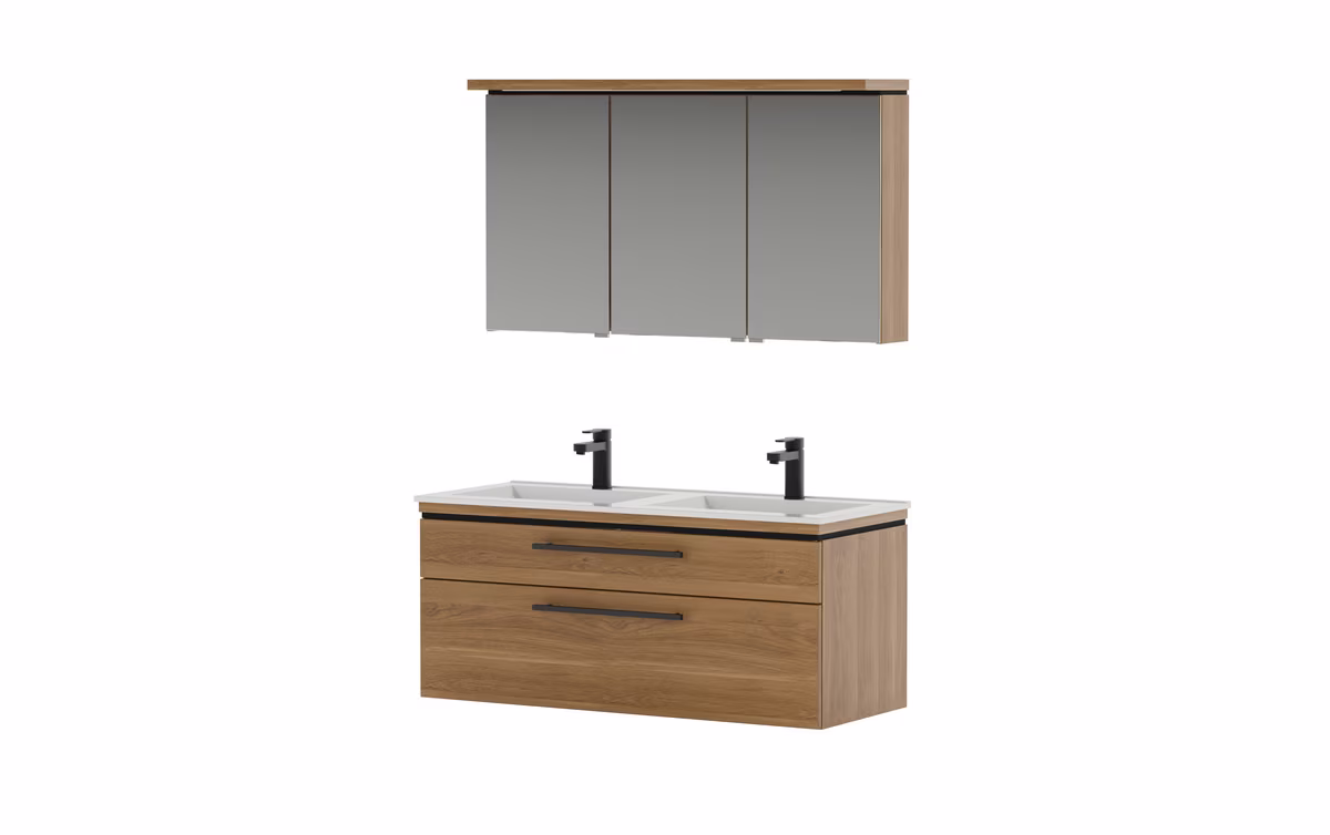 Puris Cool Line Badmöbelset mit Doppelwaschtisch 120 cm - mit Spiegelschrank Serie B - Ansicht 4
