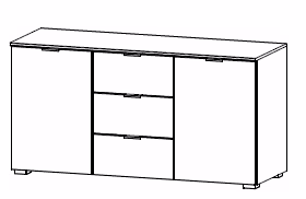 Kommode mit 3 Schubkästen und 2 Türen