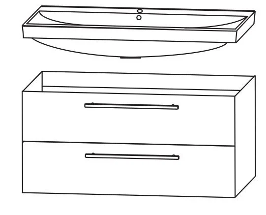 Puris Protection1 - Kombination 1 - 100 cm / mit Spiegelschrank - Serie B - Ansicht 7