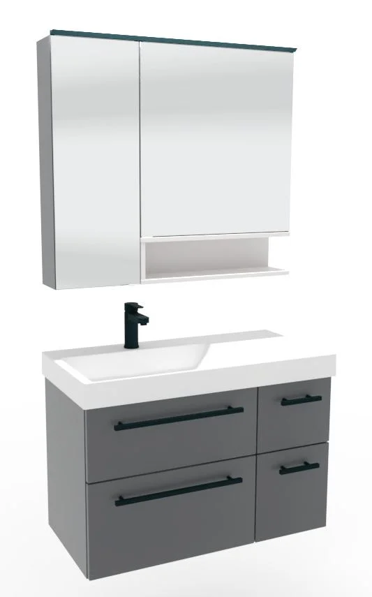 Puris c!mano Badmöbel Set - 90 cm mit Ablagefläche rechts - Ansicht 8