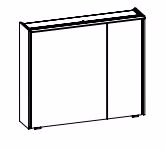 6010-SPS 02, Spiegelschrank inkl. LED Lichtkranz, 2 Drehtüren einfach verspiegelt, mit Schalter und Steckdose - 70,9x84x17,6 cm