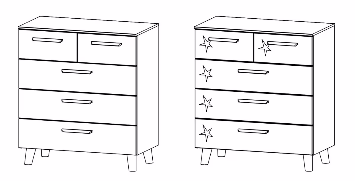 Rauch Select Mavi Extra / Kommoden-Varianten / Füße Wildeiche massiv - 90 cm hoch - Ansicht 3