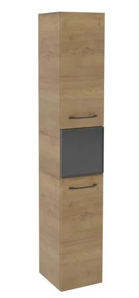 HLT053033 Vitrinen-Hochschrank, 1 Rauchglastüre schwarz, 2 Drehtüren, 4 Glasböden - Maße: 172x30x33 cm