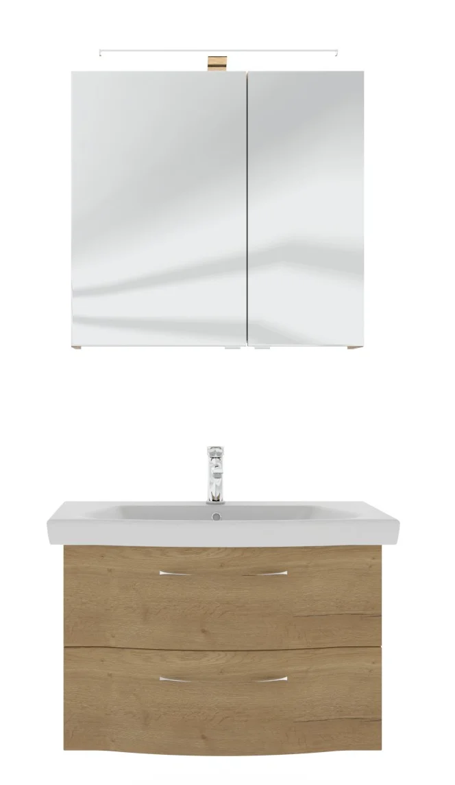 Pelipal 6005 Badmöbel Set inkl. Spiegelschrank mit Aufsatzleuchte - 80 cm - Ansicht 2