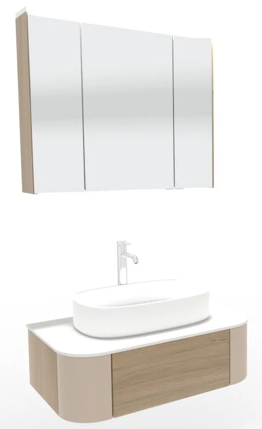 Puris Veluna Badmöbelset mit Aufsatzwaschtisch und Spiegelschrank - 80 cm - Ansicht 4