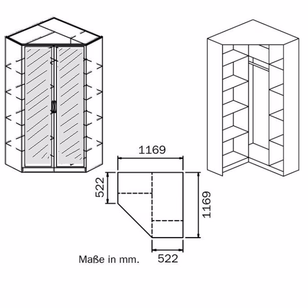 094W Eckschrank - Breite 117 cm