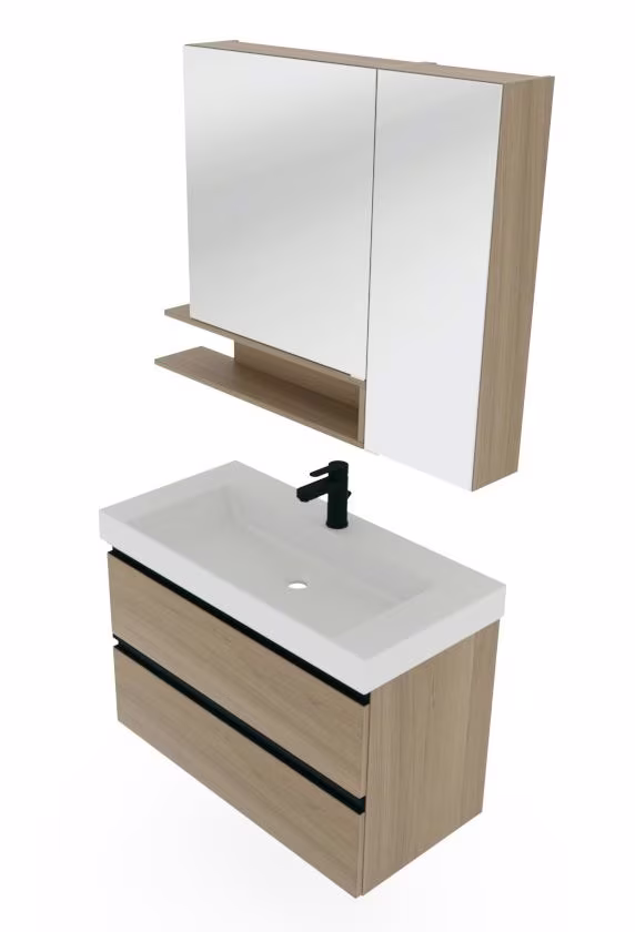 Puris c!puro Badmöbel Set - 90 cm Becken mittig - Ansicht 12