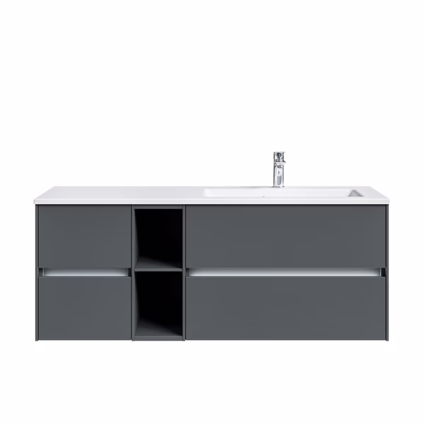 Unterschrank mit Regal - kleine Auszüge links / große Auszüge rechts