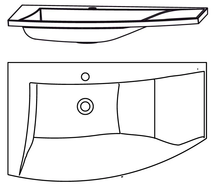 Puris Crescendo Badmöbel-Set 90 cm breit kombinierbar - Becken links - Ansicht 4