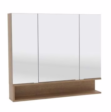 SET5390RG Spiegelschrank, 3 Doppelspiegeltüren, 6 Glasböden, Schalter und Steckdose, Regal seitlich geöffnet, rechts oder links geöffnet, Regal farblich absetzbar - Maße: 15x90x80 cm