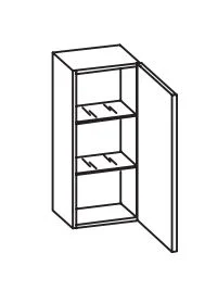 327.013030 Wandschrank / 1 Drehtüre / 2 Einlegeböden / inklusive Türdämpfer