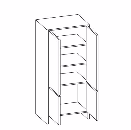 305.046055 Midischrank / Breite 62 cm / Höhe 136 cm / Tiefe 28 cm - 4 Drehtüren, 2 Einlegeböden