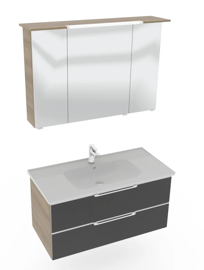 Pelipal TrenTino Badmöbel Set 107 cm breit - Spiegelschrank wählbar - Ansicht 6