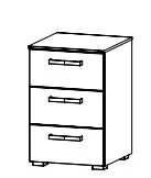 Nachttisch mit 3 Schubkästen / Breite 40 cm / Höhe 61 cm / Tiefe 42 cm